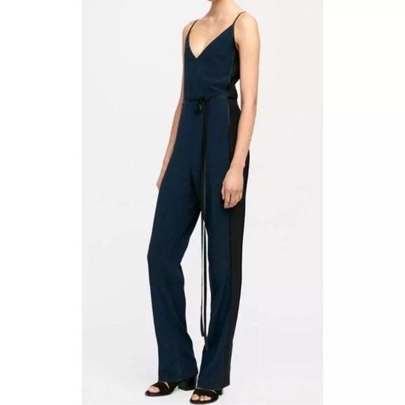 Rag & Bone Navy Rosa Silky Jumpsuit NWT Navy/Black Spaghetti Strap size 00 - Picture 2 of 12
